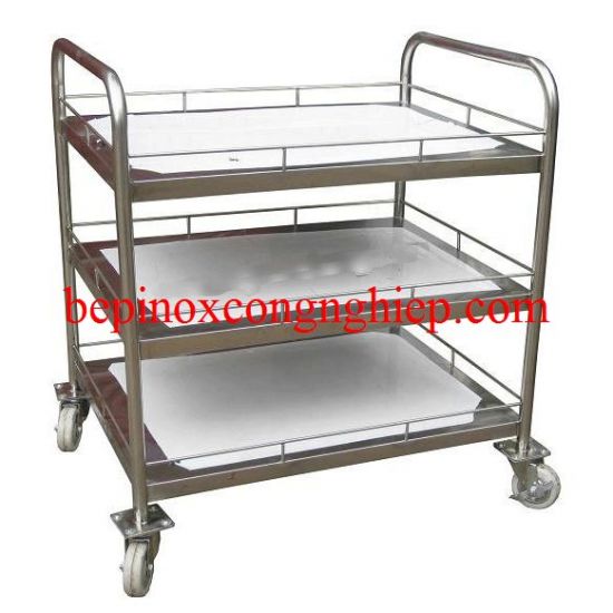 Xe đẩy 3 tầng có thành chắn